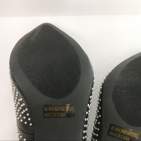 Report Women's Black Studded Stiletto Point Toe Pointy Jill Heels Pumps Size 8.5 - Picture 10 of 16